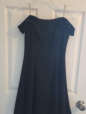 Teeze Me Black Strapless Off-Shoulder A-Line Dress